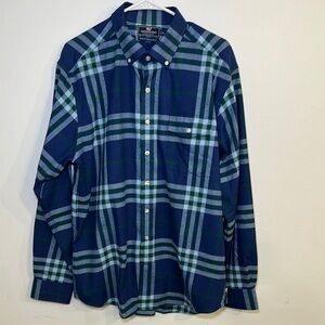 New Vineyard Vines Slim Fit Crosby Flannel Button Down Blue Green Plaid Size XL